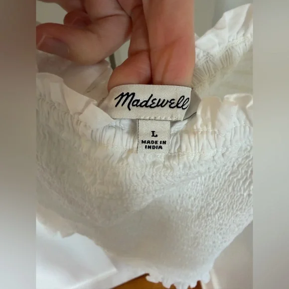 Madewell Lucie Smocked Tank Top Eyelet White Large - Picture 6 of 12